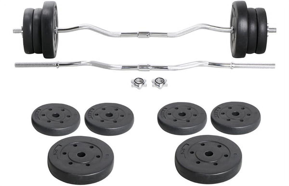 Renwick 55lb Barbell Dumbbell Weight Set, Black