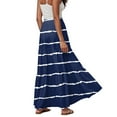 thumbnail image 4 of adviicd Flowy Maxi Skirts for Women 2025 Summer Casual Floral High Waisted Plus Size Long Boho Work Skirt with Pockets Dark Blue, M, 4 of 5