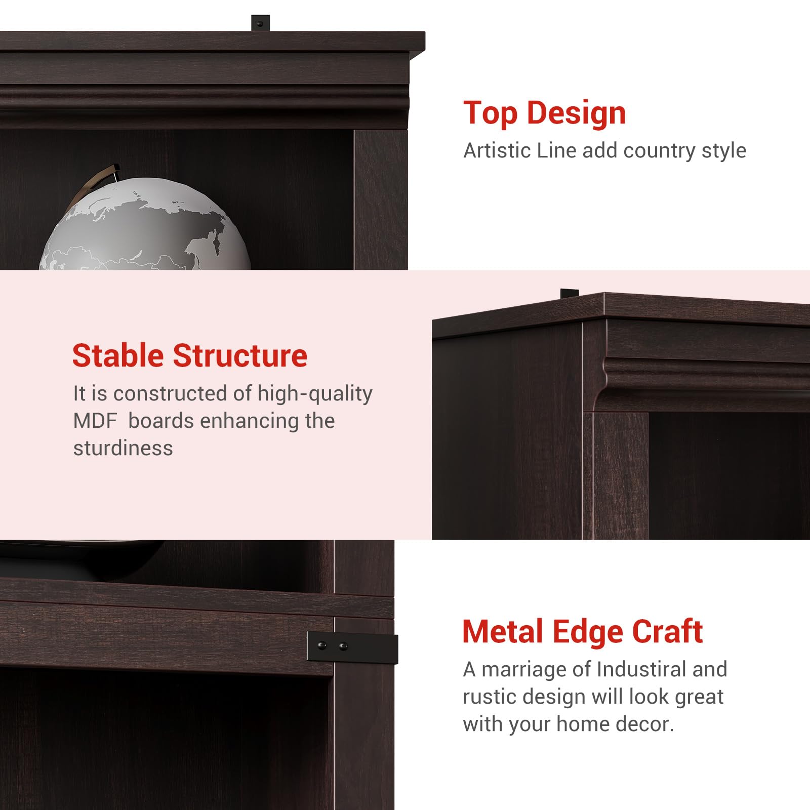 Huisuilinss 3/5 Tier Bookcase Bookshelf With Open Display Storage Shelves Floor Standing Unit Wooden Low Book Case Home Decor Furniture For Office Living Room Bed Room