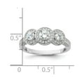 thumbnail image 2 of 7.7mm 925 Sterling Silver Rhodium Plated Brilliant-cut CZ Three Stone Halo With Side Stones Ring Size 8 Ring for Women, 2 of 2