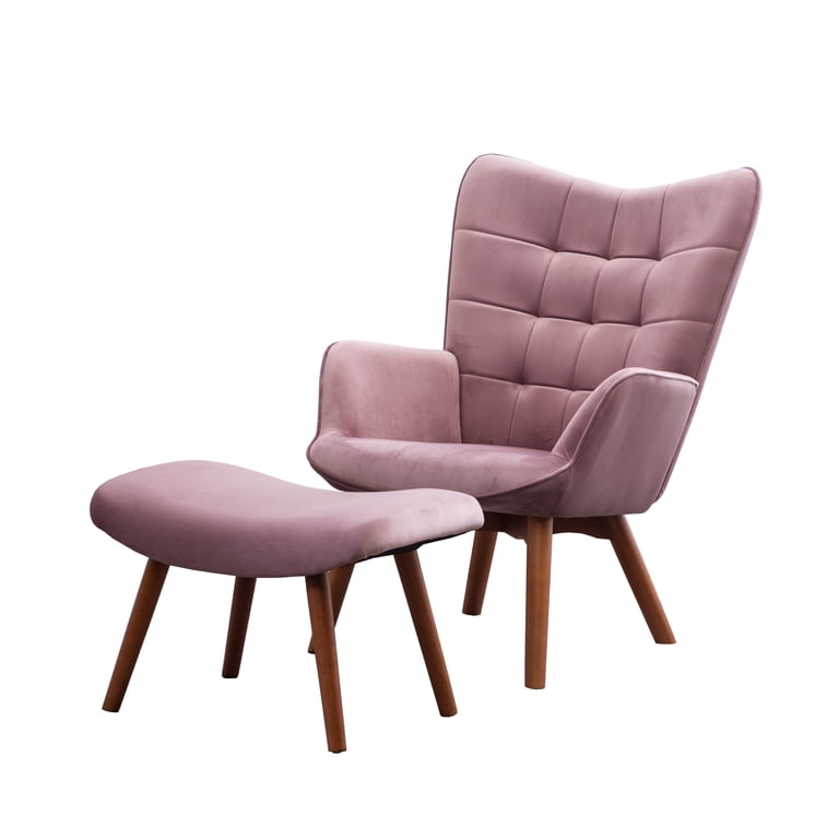 Roundhill Furniture Leiria Velvet Tufted Chair, Mauve photo 1