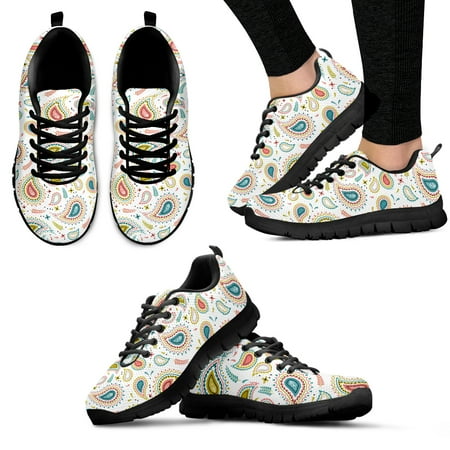 

Boho Sneakers For Women Boho Floral Print White Soft Sole Sneakers Cashew Flower Fashion Sneakers Gym Sports Shoes
