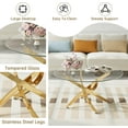 thumbnail image 7 of 35" Round Glass Coffee Table, 0.39" Tempered Glass Top and Polished Stainless Steel Cross Legs, Modern Style for Living Room, Lounge, 7 of 7