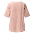 thumbnail image 4 of Dagegui Summer Tops for Women Casual Mexican Embroidered Blouses Cotton Linen Notch V Neck T Shirt Short Sleeve Gauze Shirts Pink S-2XL, 4 of 5