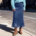 thumbnail image 5 of HBBIKVI Maxi Vacation Skirts for Women Boho Tiered Ruffle Skirt with Solid Color Drawstring Elastic Waist and Pockets for Casual Vacation, 5 of 6