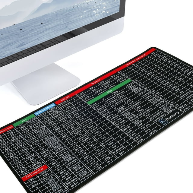 Mouse Pad Keyboard Mat Quick Key Keyboard Pad Large Flexible Anti-Slip Rubber Base Quick Reference Guide Keyboard Mat for gaming 90x40cm