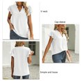 thumbnail image 3 of Blusa de manga casquillo para mujer, camisa con cuello en V de Color puro informal holgada elegante a la moda para ir de compras, 3 of 7