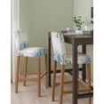 thumbnail image 2 of Blue Flower Bar Stool Covers Set of 2, Grey Plaid Hydrangeas Eucalyptus Leaves Stretch Washable Bar Chair Covers with Backs, Removable Pub Counter Height Chair Cover for Kitchen Dining Room Cafe, 2 of 7