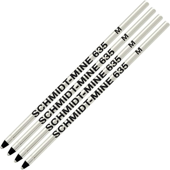 Schmidt 635 D1 Mine Ballpoint Refill - Black Ink (Medium Tip 0.7mm) - Pack of 4