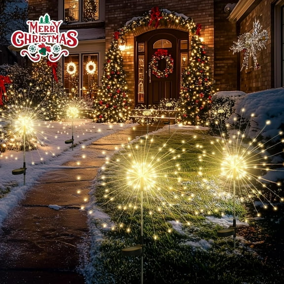 60-480LED Garden Decor Outdoor Lights, Solar Garden Lights for Christmas Outside Fairy Firework Decorative,Solar Powered for Yard Pathway Flowerbed Planter Balcony Patio Decor (Multicolar