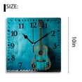 thumbnail image 2 of 10 Inch Wall Clock Battery Operated Silent Clock Decorative for Office, Kitchen, Outdoor, Living RoomMusic Guitar Blue Wooden Illustration, 2 of 4