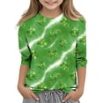 thumbnail image 1 of Tauxra Chandail de la Saint-Patrick pour Adultes, T-Shirt à Manches 3/4 Imprimé Col Rond, T-Shirt Graphique Trèfle Décontracté à Manches Longues pour Activités Festives, 1 of 6