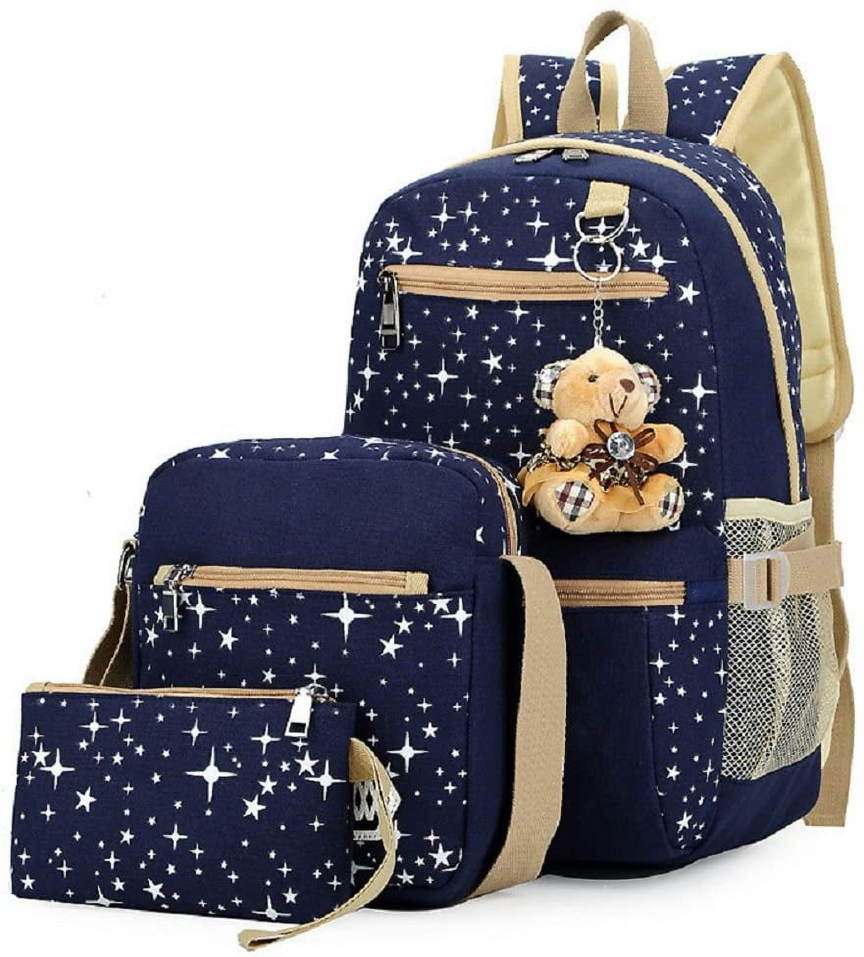 Private Jungle 3Pcs Teenager Girls Backpack Canvas Rucksack School Book Bag with Pencil Case for Camping/Hiking/Climbing,Navy Blue Private Jungle 3Pcs Teenager Girls Backpack Canvas Rucksack School Book Bag with Pencil Case for Camping/Hiking/Climbing,Navy Blue