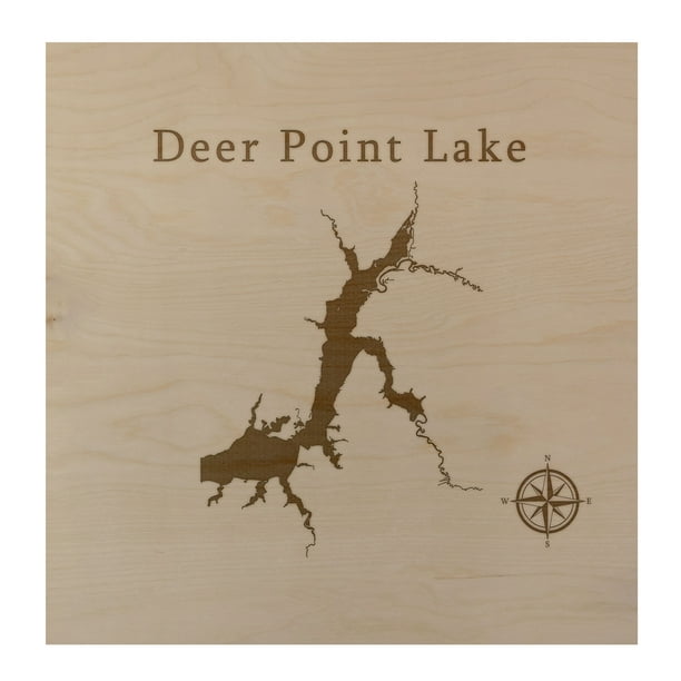 Deer Point Lake Map 24x24" Wood Wall Art Office Decor Gift Engraved