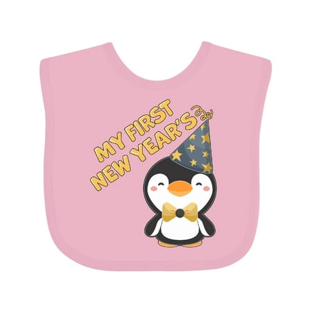 

Inktastic My 1st New Years with Cute Penguin in Blue Hat Boys or Girls Baby Bib