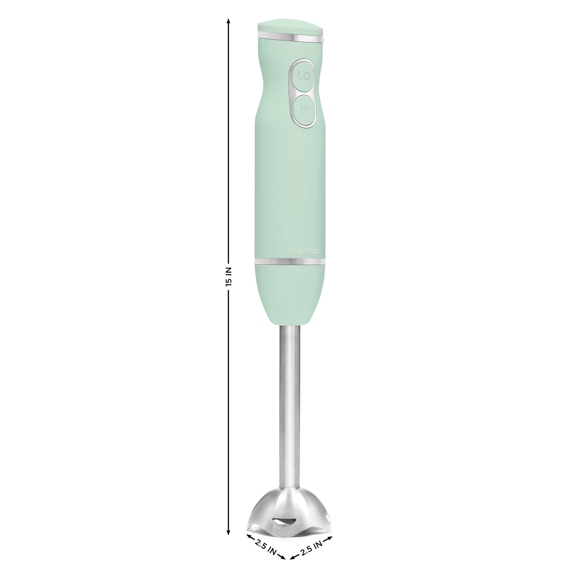 Chefman Immersion Blender, 2-speed, Turquoise, Stainless Steel Blades, 300W  RJ19-V3-RBR-TURQ-C - The Home Depot