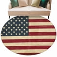 thumbnail image 2 of American Flag Round Area Rug 5 FT, Non Slip Bedroom Rugs, Vintage Red BlueUSA Flag Washable Soft Circular Carpet Non-Shedding Floor Mat for Kitchen Dining Room Foyer Balcony Dorm, 2 of 8