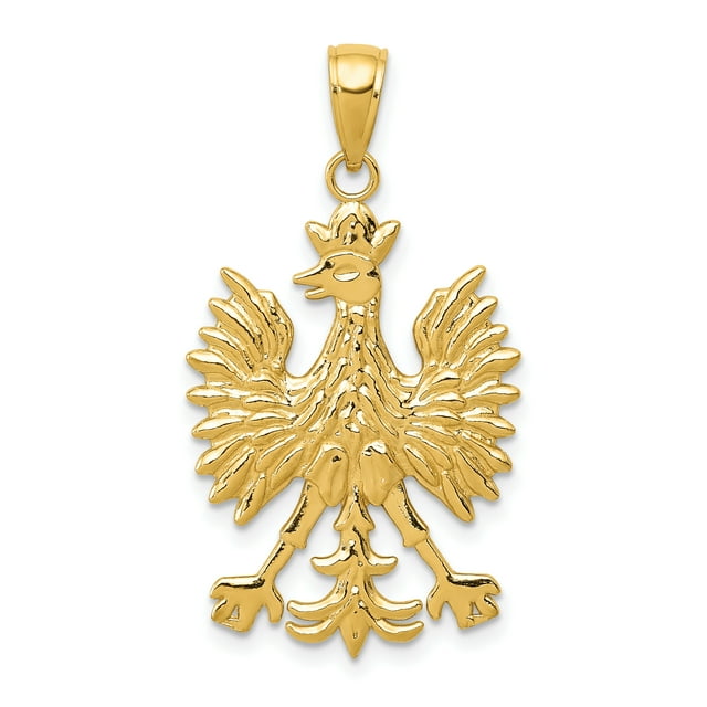 14k Yellow Gold Phoenix Mythological Bird Necklace Charm Pendant Mythical