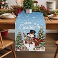 thumbnail image 2 of Blue Snowman Christmas Dresser Scarf Farmhouse, Dining Table Decorations for Wedding/Parties, Gifts Xmas Tree Winter Snowflake Table Runner 60 Inches Long for Kitchen Dining, 13 x 60 In, 2 of 9
