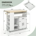 thumbnail image 3 of Gymax Drop-Leaf Kitchen Island Cart w/ Power Outlet Wine Rack Glass Holder Drawer, 3 of 10