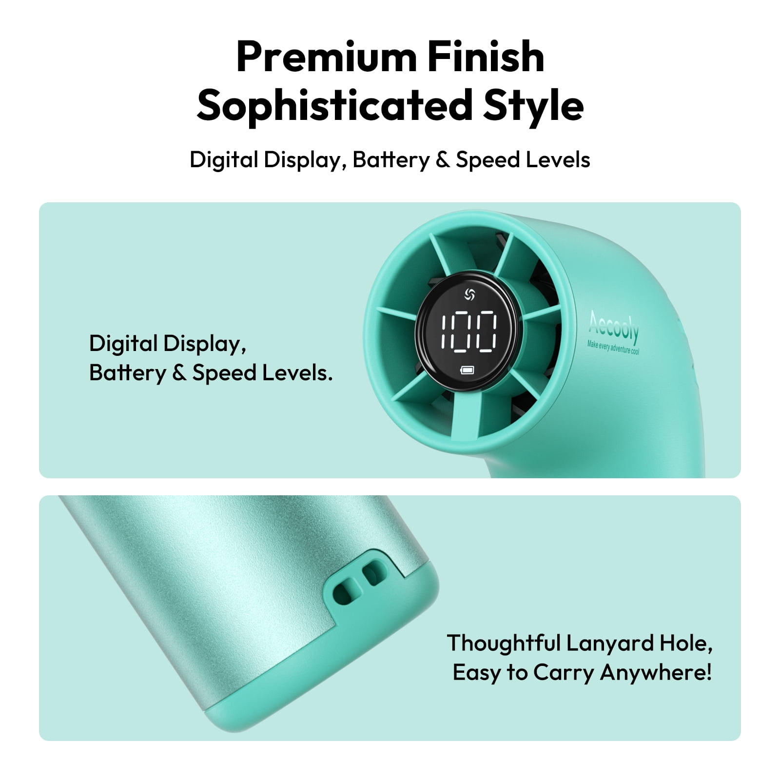 Aecooly Aero Ultra Handheld Fan, 19000 RPM Turbo, 7-Speed Aluminum, 15H Rechargeable Mini Fan for Travel and Office