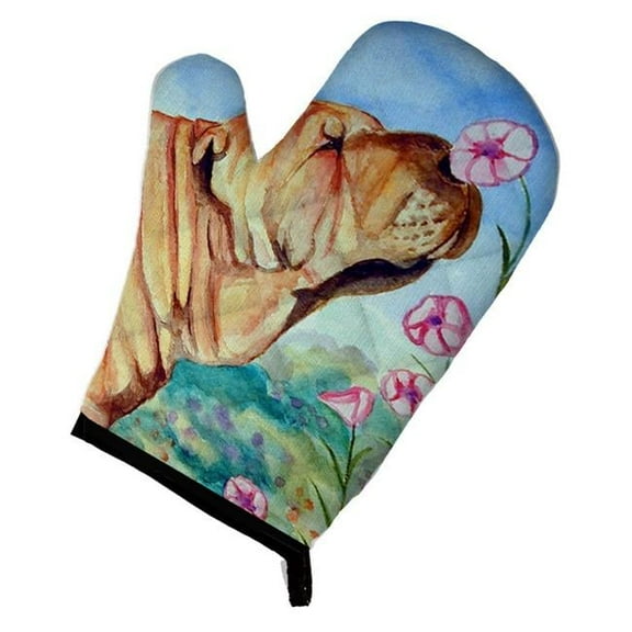 Shar Pei Smell the flowers Oven Mitt
