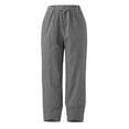 thumbnail image 4 of Women' S Culottes Linen Blend Wide Leg Pants Elastic Waist Casual Palazzo Trousers With Pockets Capris, 4 of 6