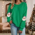 thumbnail image 2 of TTUHYWXI Christmas Sweatshirt for Women Merry Sweater Embroidered Striped Crewneck Sweatshirts Holiday Long Sleeve Pullover (Green, XXL), 2 of 5