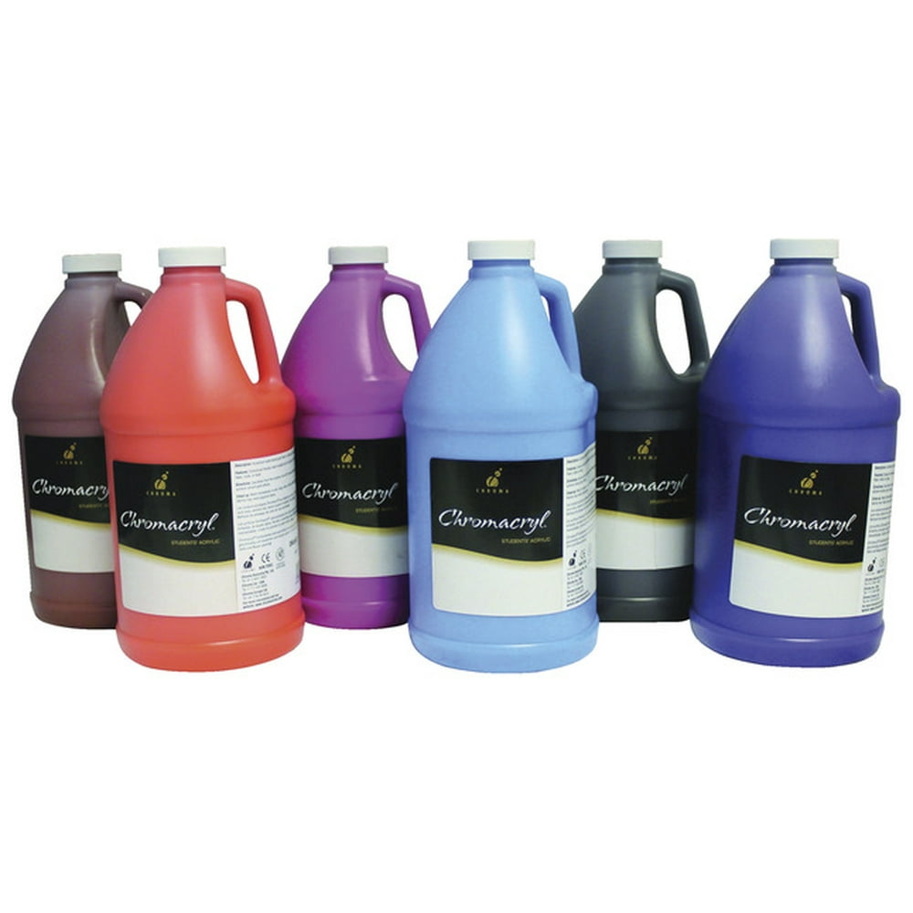 Chroma Chromacryl NonToxic Premium Acrylic Paint, .5Gallon, Set of 6