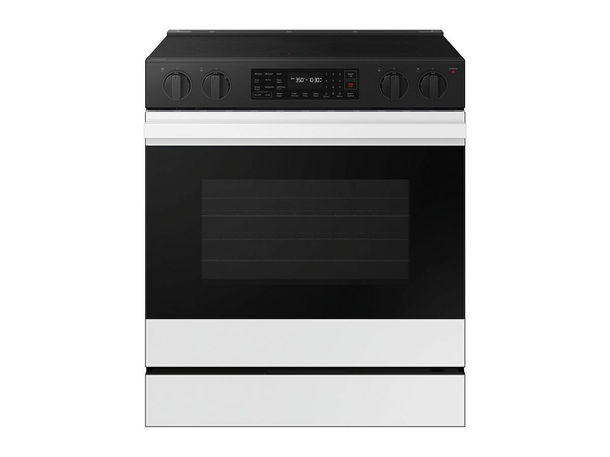 Samsung Inch Slide-In Electric Smart Range with 5 Elements, 6.3 cu. ft. Convection Oven, Warming Center, Storage Drawer, Air Fry, Self & Steam Clean, and ADA Compliant NSE6DB830012