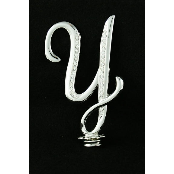 Silver Rhinestone Monogram Wedding Cake Topper Top Letter Initial"Y"