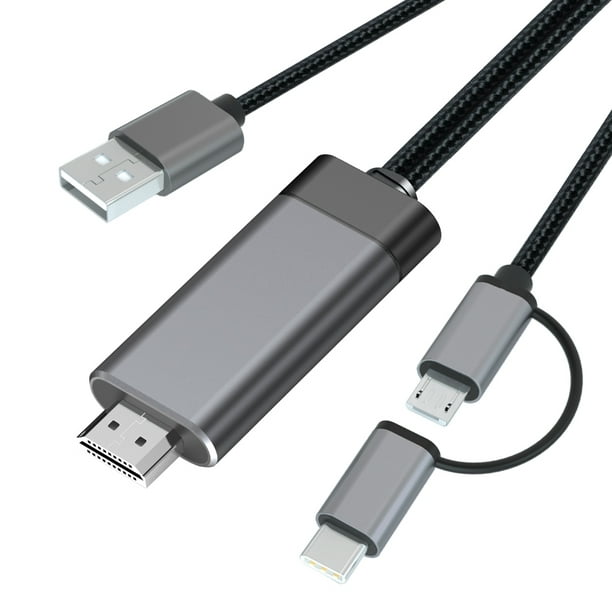 MiraScreen LD29 3-In-1 Type C/Micro-USB to HDMI Cable for Android Phone to HDMI Bluetooth HDTV Mirroring 1080P to HDMI - Walmart.com