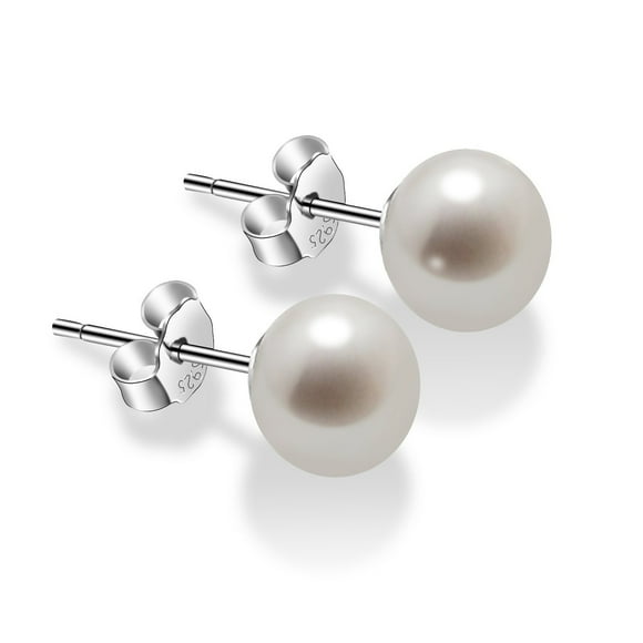Boucles d'Oreilles Perles pour Femmes 7-8mm d'Eau Douce Boucles d'Oreilles 925 en Argent Sterling - VIKI LYNN