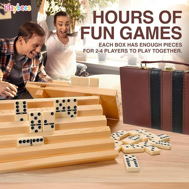 Playbees Jumbo Dominoes Set for Adults - 28 Thick Tiles in Wooden