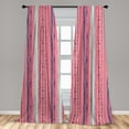 thumbnail image 5 of Ambesonne Coral Curtains, Doodle Lines, Pair of 28"x84", Coral Indigo Coconut, 5 of 5