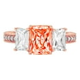 thumbnail image 3 of 3.61 ct Emerald Cut Simulated Red Diamond 3 Stone 18K Rose Gold Womens Engagement Ring, 3 of 6