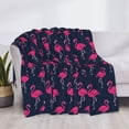 thumbnail image 3 of Honeii Cute Flamingo print throw blanket, crafted from cozy cotton flannel, offers versatile home decor as a bedding suitable for all seasons.-50"x40", 3 of 6