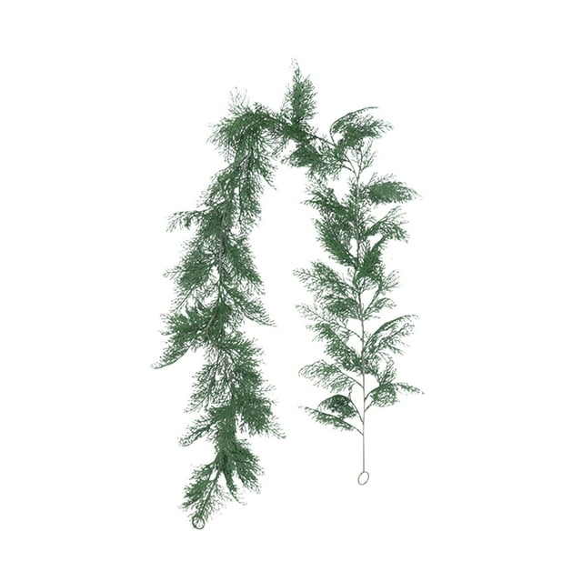 SDNall One on One, Green Leaves Decor, One Point Eight Meters Rattan Plastic Soft Rubber Pines Needle Green Leaves Decorative Strip Pines Cedar Rattan