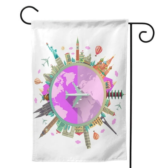 World Landscape Travel Garden Flag 12.5"X18" Outdoor Indoor Garden Decor Porch Banner Sign With Grommets Uv Fade Resistant