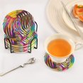 thumbnail image 5 of Zebra Horse Colorful 6 Pcs Drink Coasters with Holder Absorbent Coasters Woven Coasters for Drinks Table Desk Protection Home Decor, 5 of 7