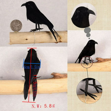 Halloween Simulation Black Crow Artificial Bird Prop Art And Crafts For Halloween Party Decoration
