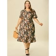thumbnail image 3 of Unique Bargains Robe Midi Évasée à Manches Courtes pour Femmes Grande Taille, 3 of 6