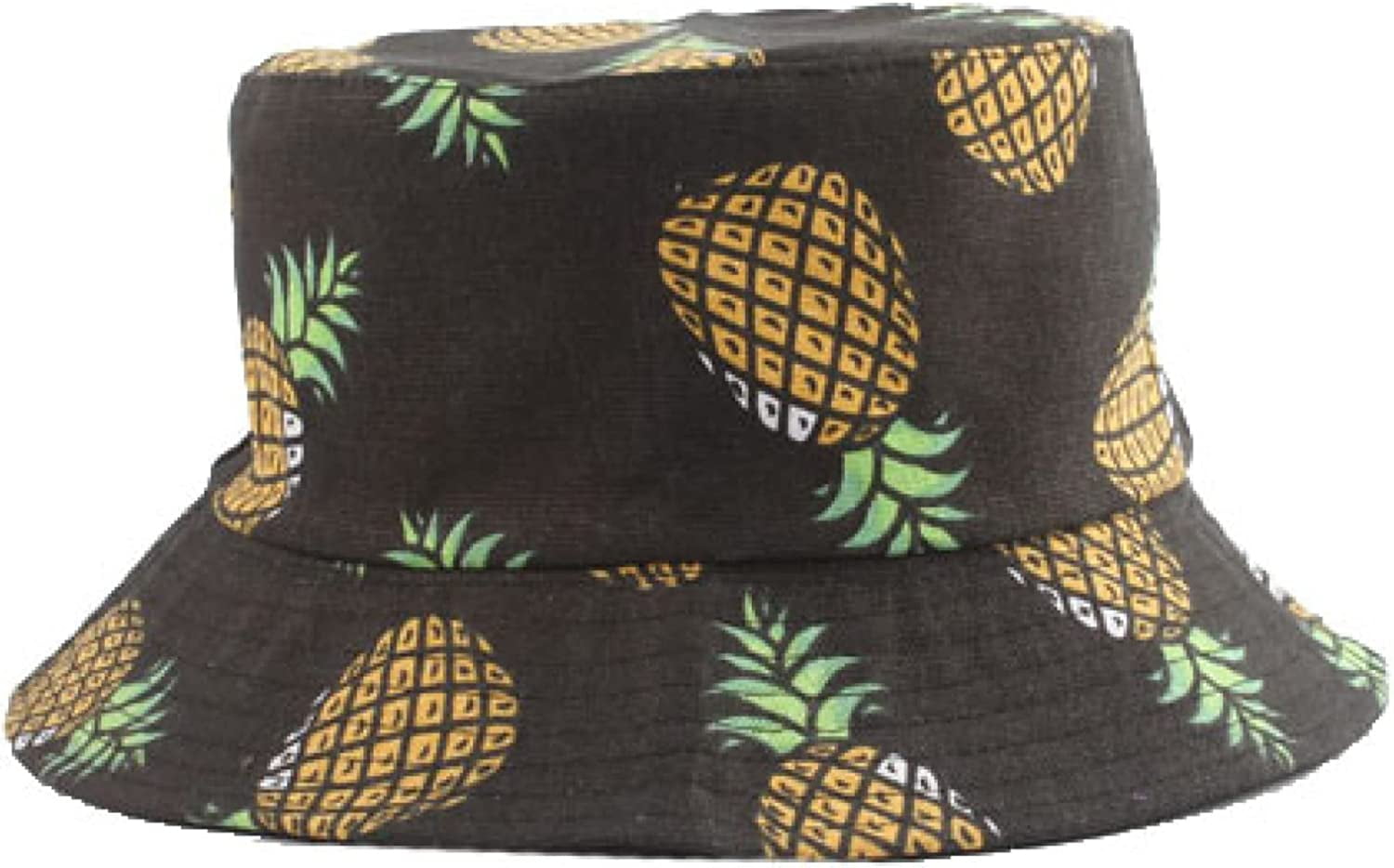 CoCopeaunts Black Bucket Hat Pineapple Printed Men Fishing Fisherman Hat  for Adult Women Quick Dry Comfort Foldable Basin Hat