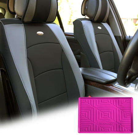 Fh Group Gray Black Leatherette Front Bucket Seat Cushion Covers