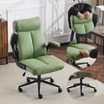 thumbnail image 2 of Fusion Rolling Ergonomic Office Desk Chair with Padded Flip-up Arms, 360° Swivel High Back Executive Computer Task Chair with Wheels for Game,Home Small Space, Study Room, Reading Room,Pu Green, 2 of 9