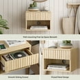 thumbnail image 6 of EYYTHUNG Modern Fluted Cabinet Floating Nightstand Set of 2, Bedside Table with Drawer & Storage Shelf for Small Spaces, Light Oak, 6 of 8