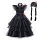 thumbnail image 3 of Disfraz de Halloween para niñas, Vestido de Cosplay para eventos negros, ropa de fiesta de noche para niños, Vestido gótico de moda, 3 of 5
