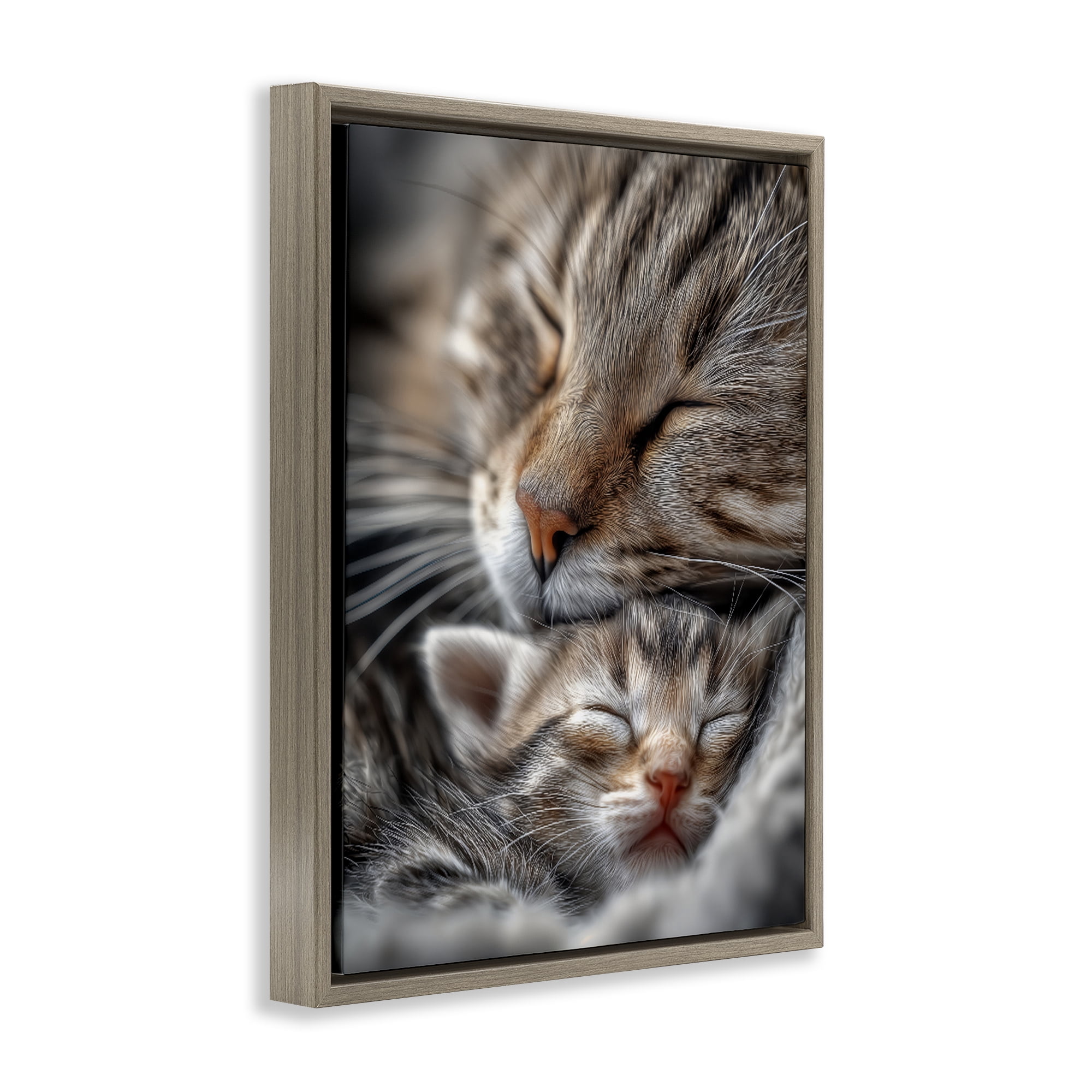 Stupell Industries Kitty Love Cuddles Brown Framed Floater Canvas Wall Art, design by Scott Stulberg