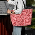 thumbnail image 3 of Ratiio Red Hibiscus Flower Print Large Capacity Beach Travel Bag, Polyester Waterproof Tote Bag with Zipper for Vacation and Daily Use, 3 of 6