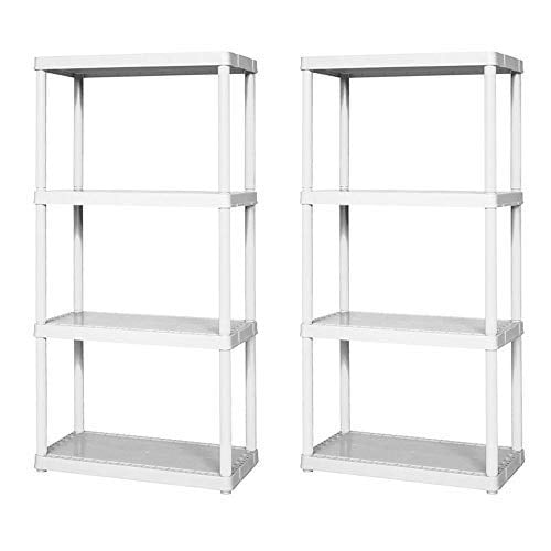 Gracious Living Easily Assembled Light Duty Solid Shelving Unit, White (2 Pack)